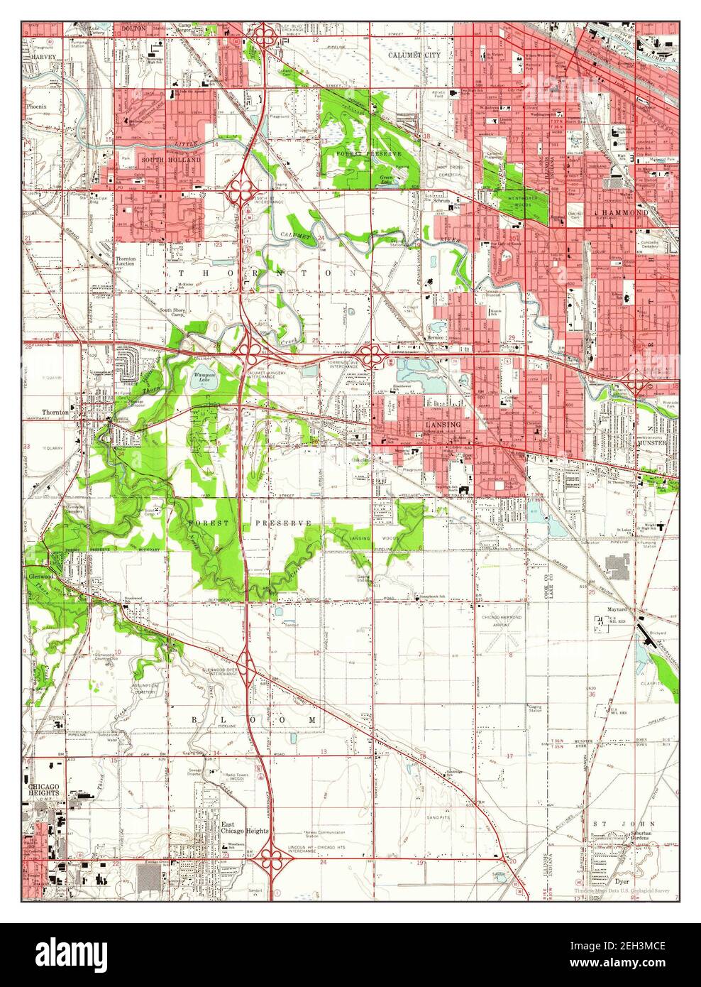 Calumet City, Illinois, map 1960, 124000, United States of America by