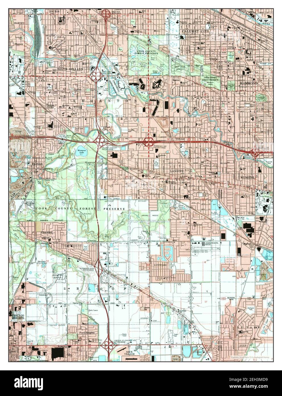 Calumet City, Illinois, map 1998, 124000, United States of America by