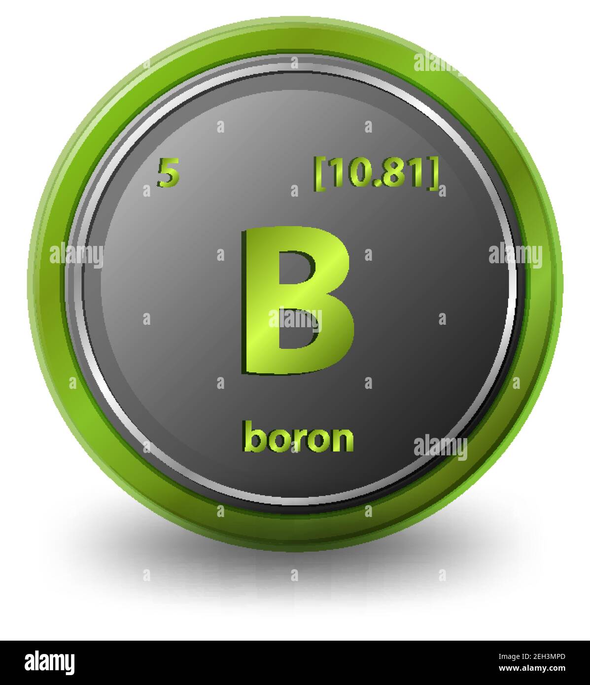 Boron chemical element. Chemical symbol with atomic number and atomic