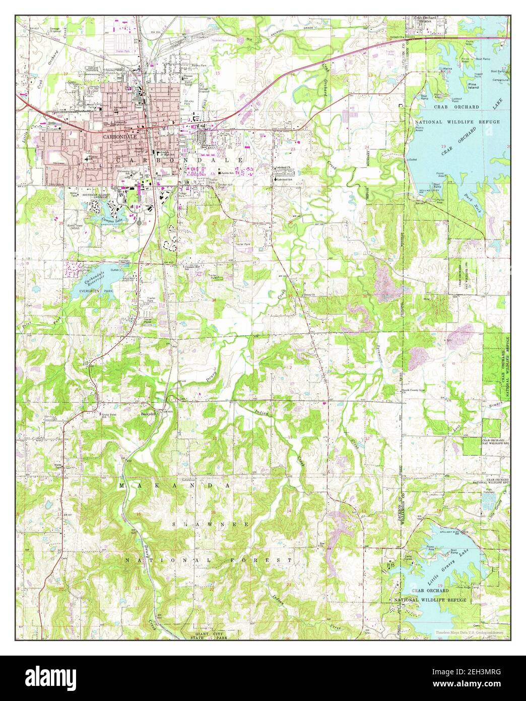 Carbondale, Illinois, map 1966, 124000, United States of America by Timeless Maps, data U.S