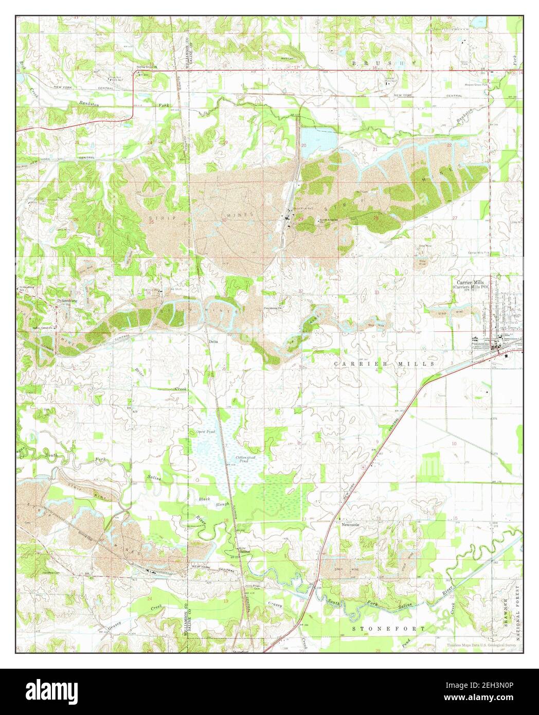 Carrier Mills, Illinois, map 1961, 124000, United States of America by