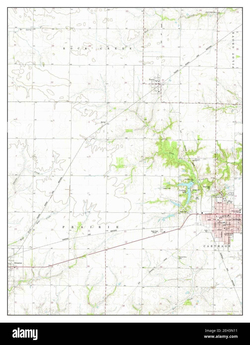 Carthage West, Illinois, map 1974, 124000, United States of America by