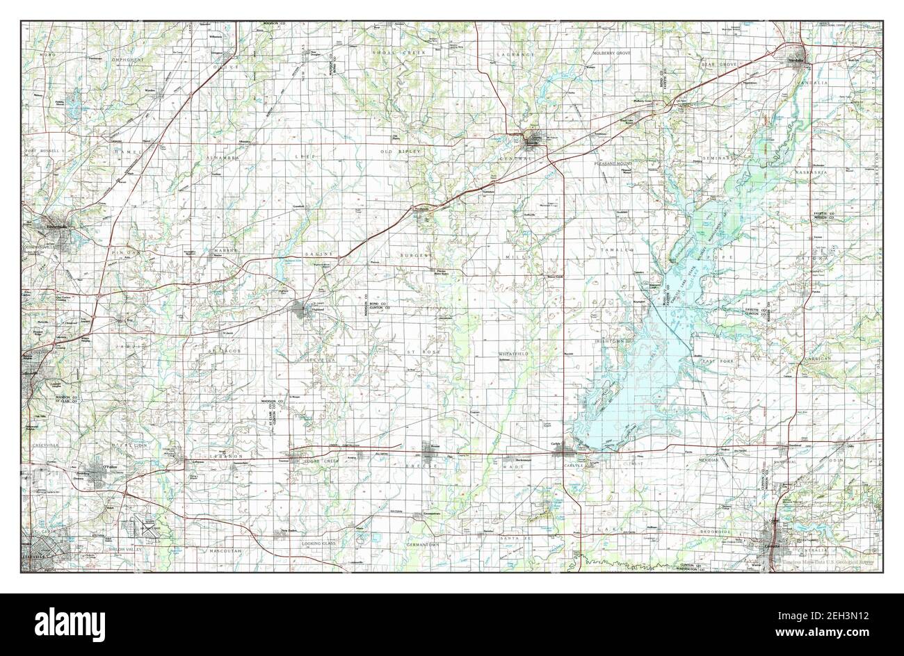 Carlyle Lake, Illinois, map 1985, 1100000, United States of America by Timeless Maps, data U.S