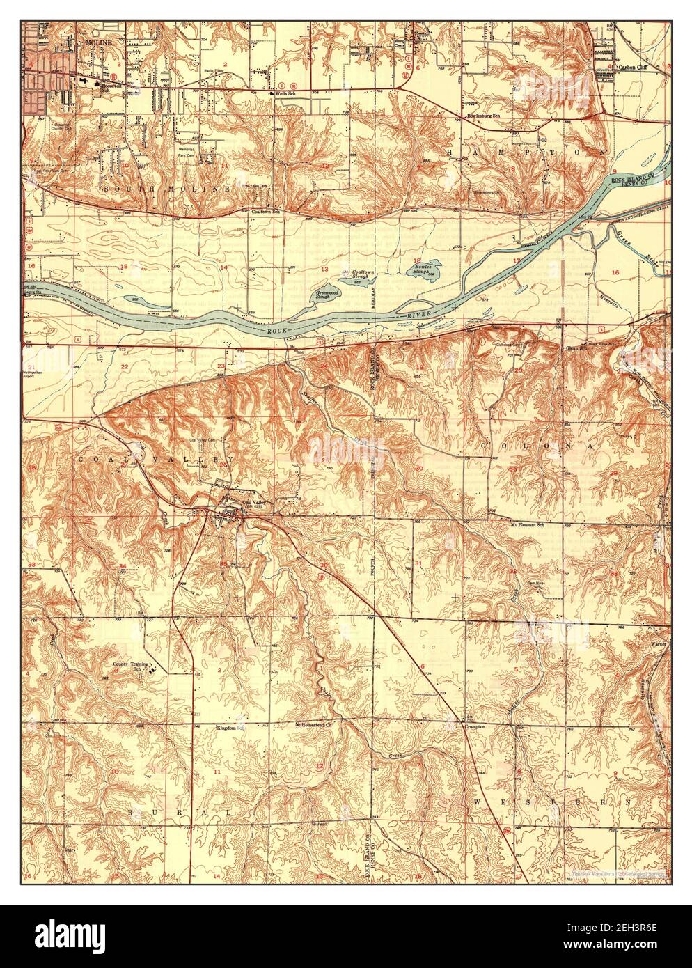 Coal Valley, Illinois, map 1949, 124000, United States of America by