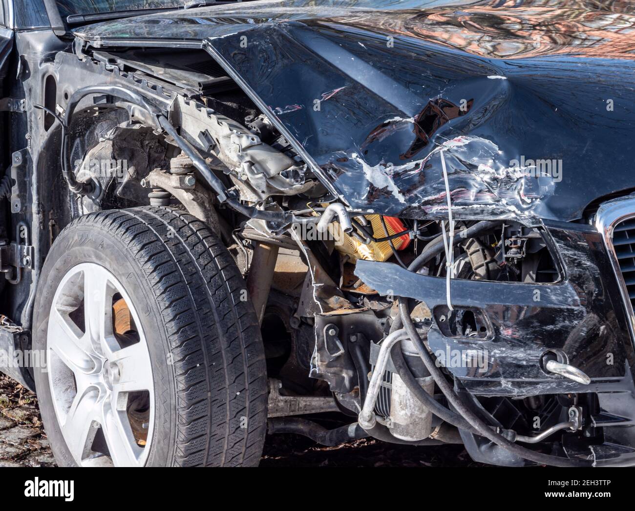 broken car after a traffic accident Stock Photo