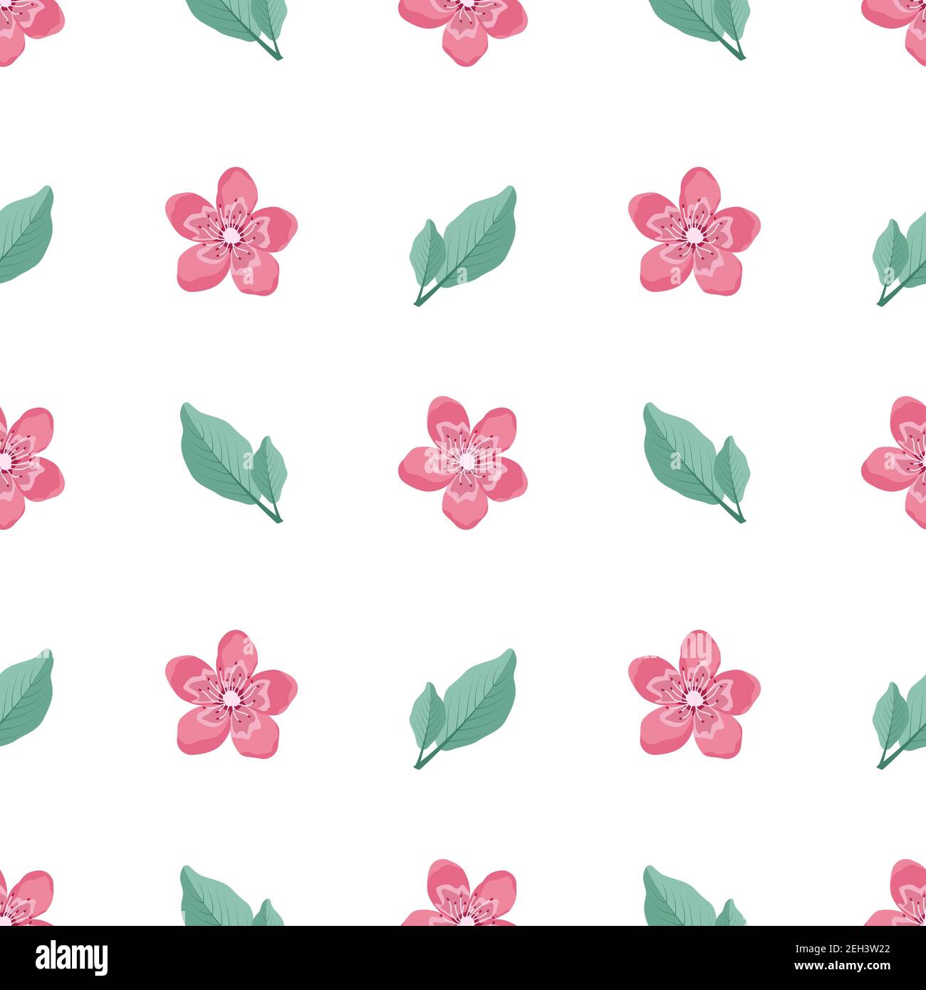 Cute stylish seamless pattern with sakura flowers and twigs Stock ...