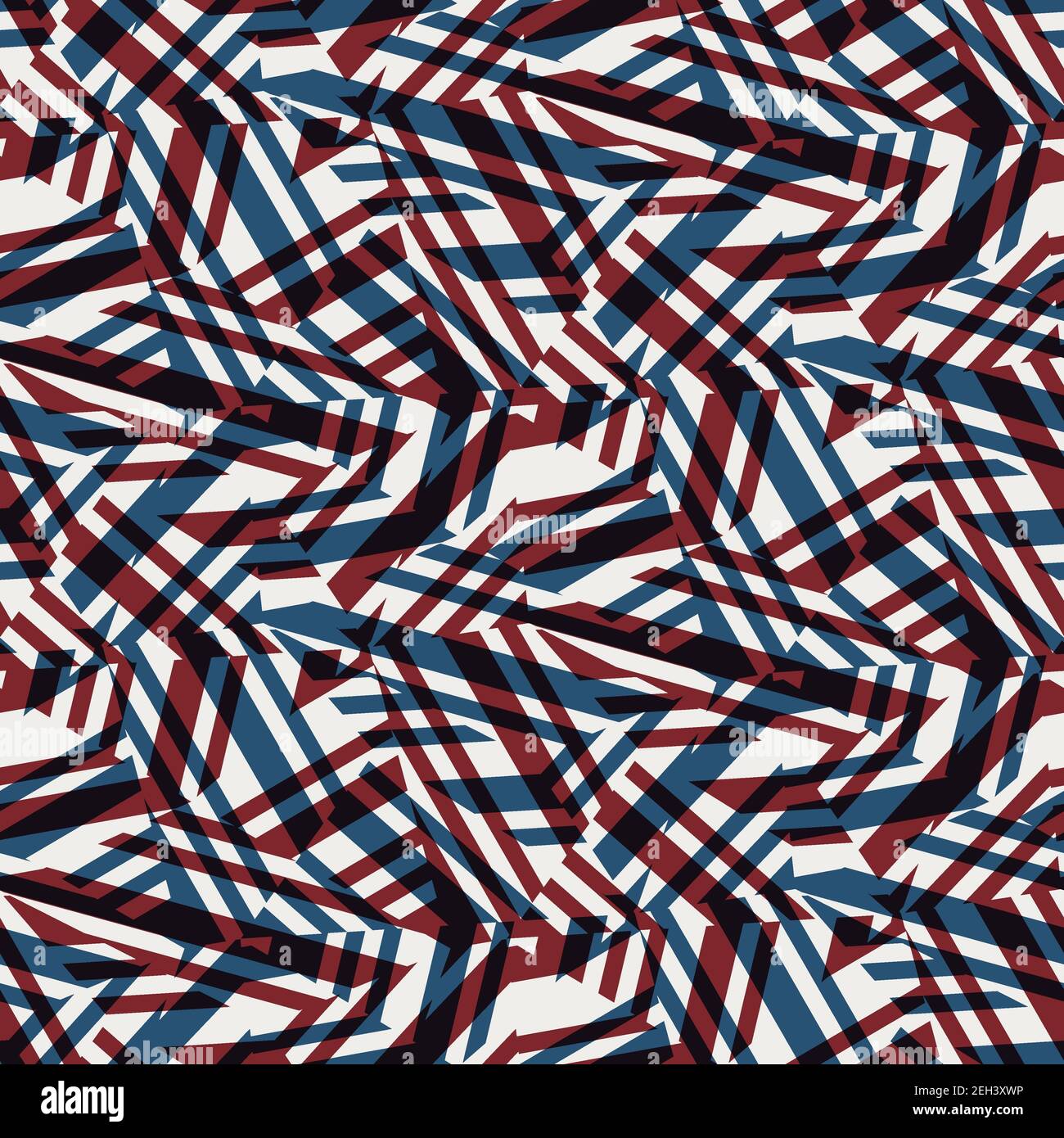 Seamless geo pattern in red blue black white Stock Photo - Alamy
