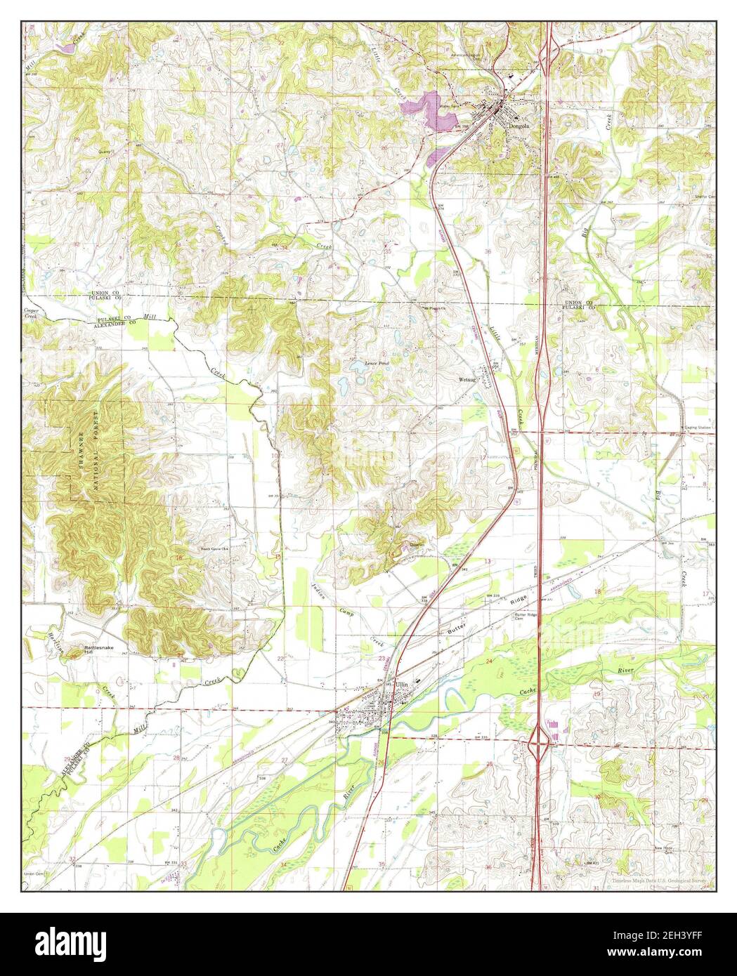 Dongola, Illinois, map 1966, 124000, United States of America by