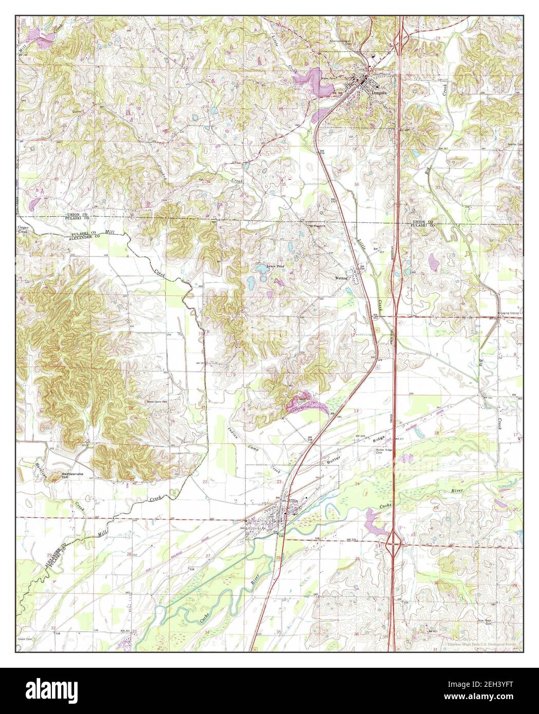 Dongola, Illinois, map 1966, 124000, United States of America by