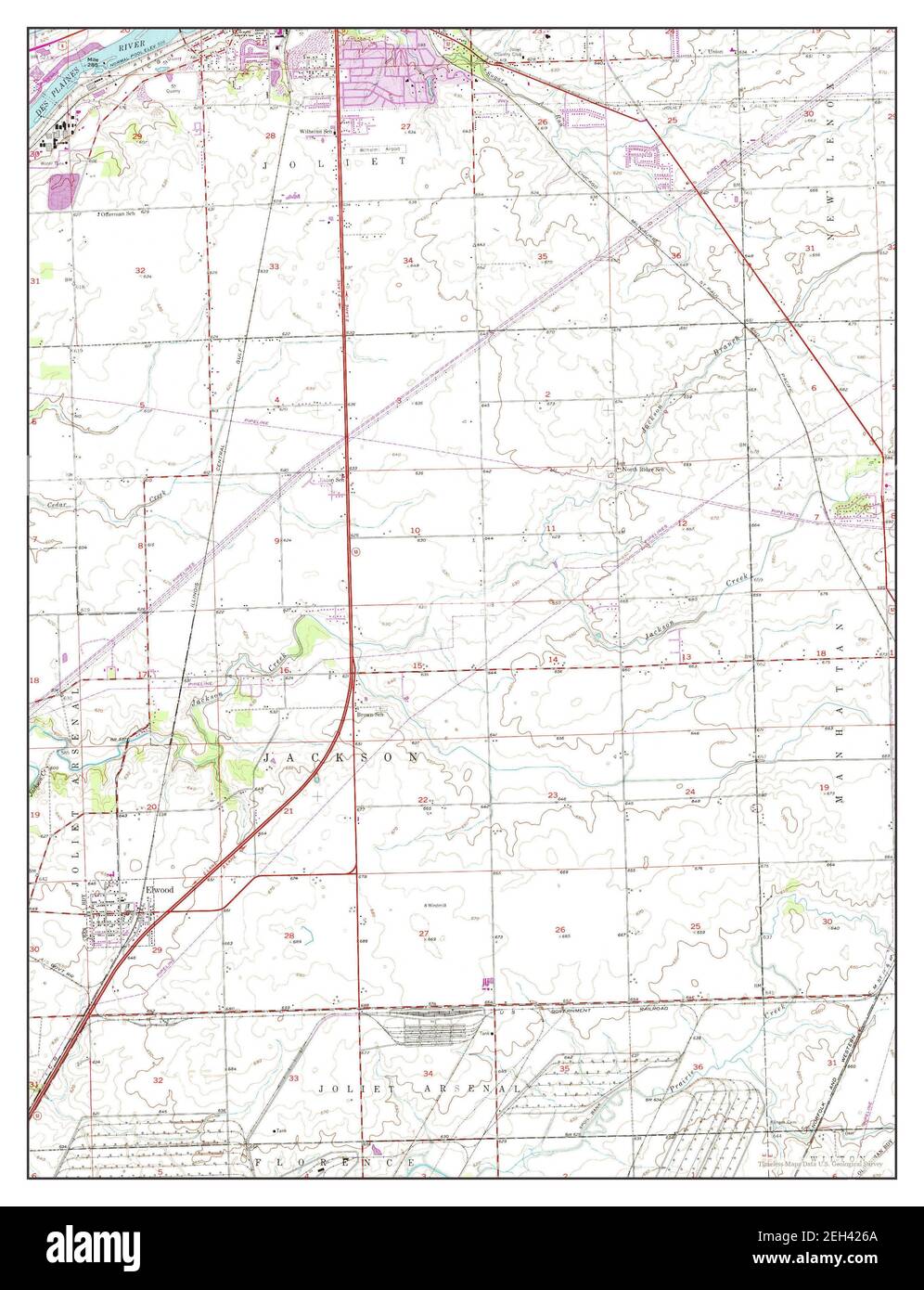 Elwood, Illinois, map 1953, 124000, United States of America by