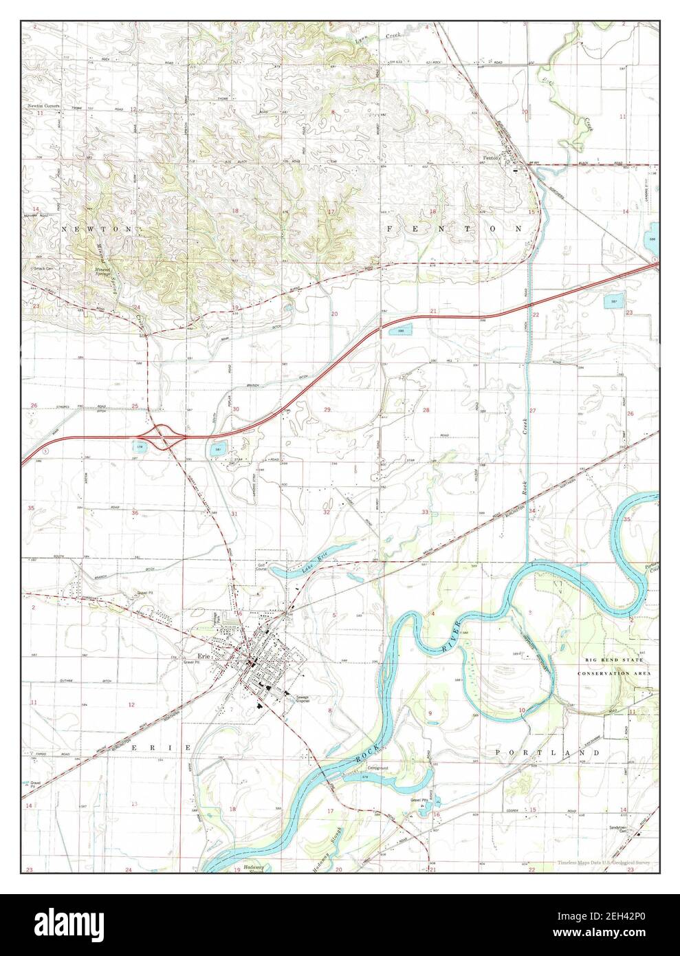 Erie, Illinois, map 1982, 1:24000, United States of America by Timeless Maps, data U.S. Geological Survey Stock Photo