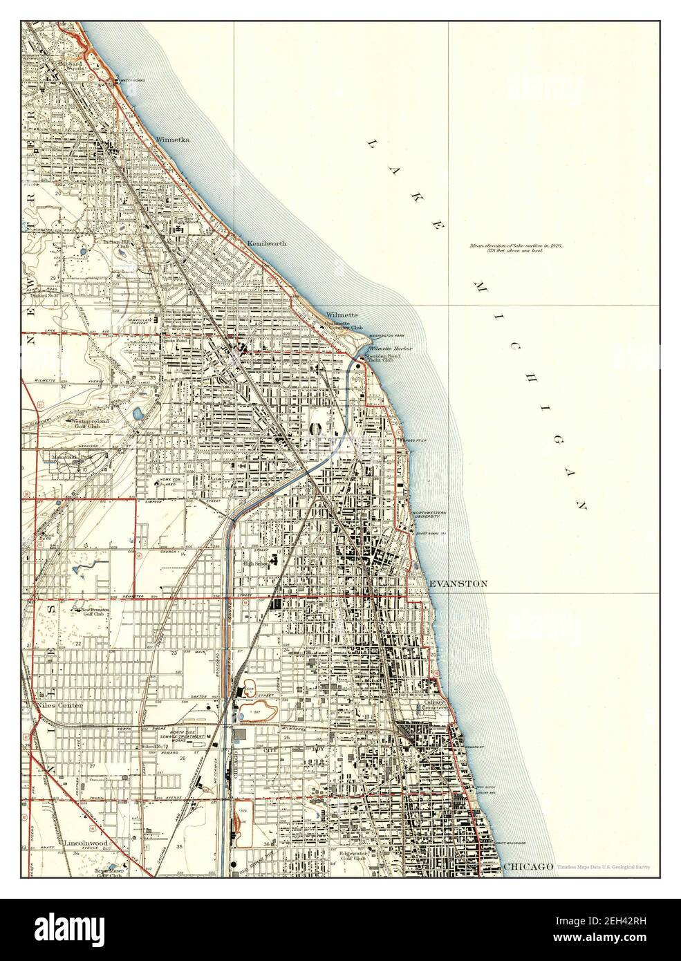 Evanston, Illinois, map 1928, 124000, United States of America by
