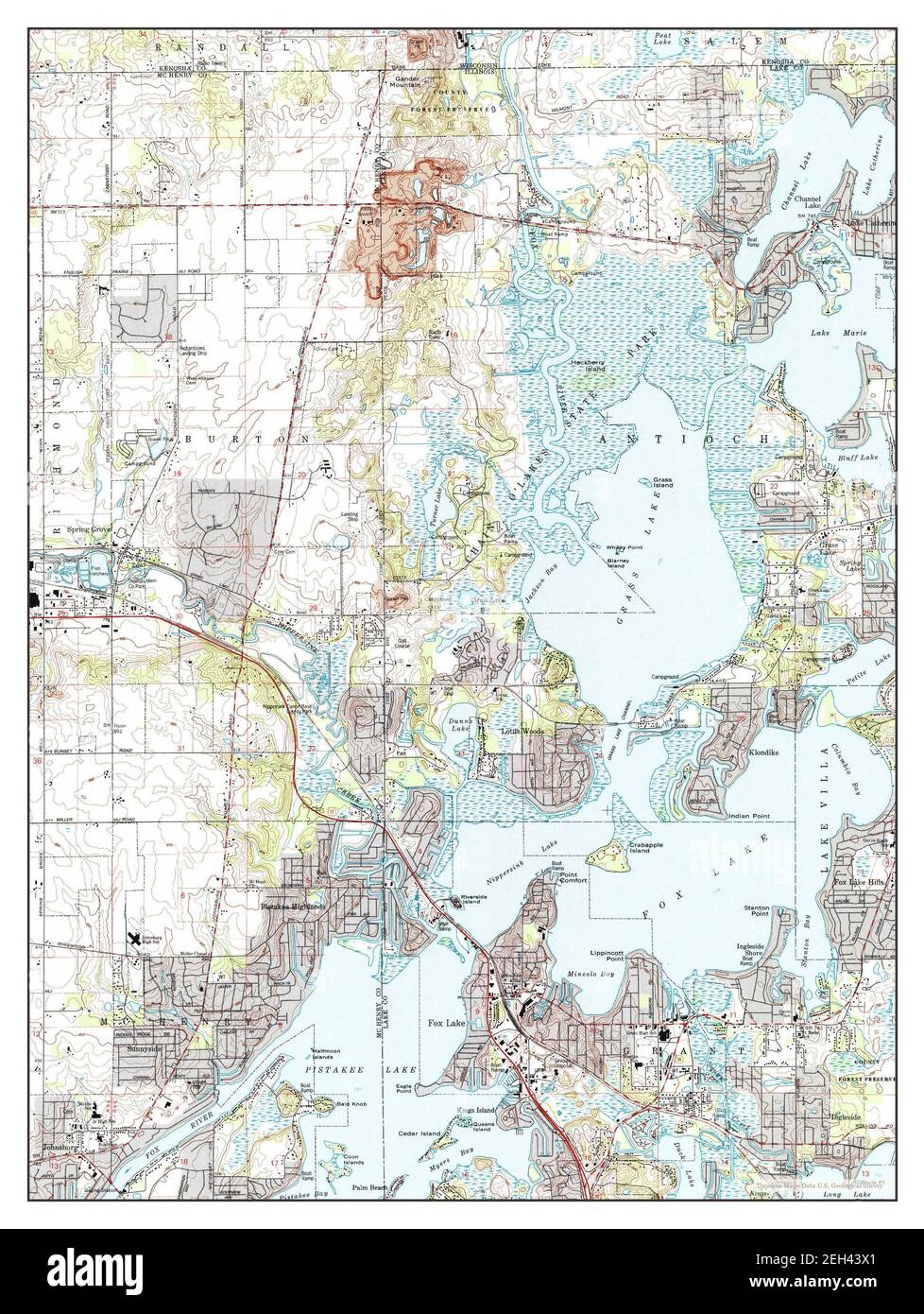 Fox Lake, Illinois, map 1993, 124000, United States of America by Timeless Maps, data U.S