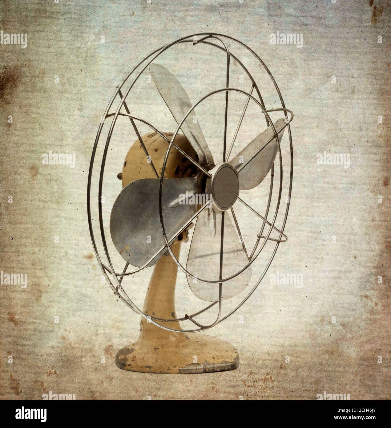 Closeup shot of a vintage retro fan with a grunge effect Stock Photo