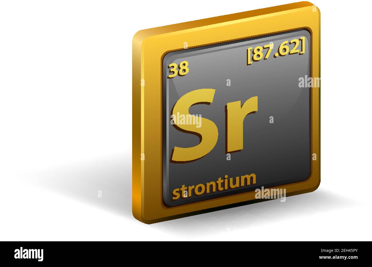 Strontium chemical element. Chemical symbol with atomic number and atomic mass. illustration Stock Vector