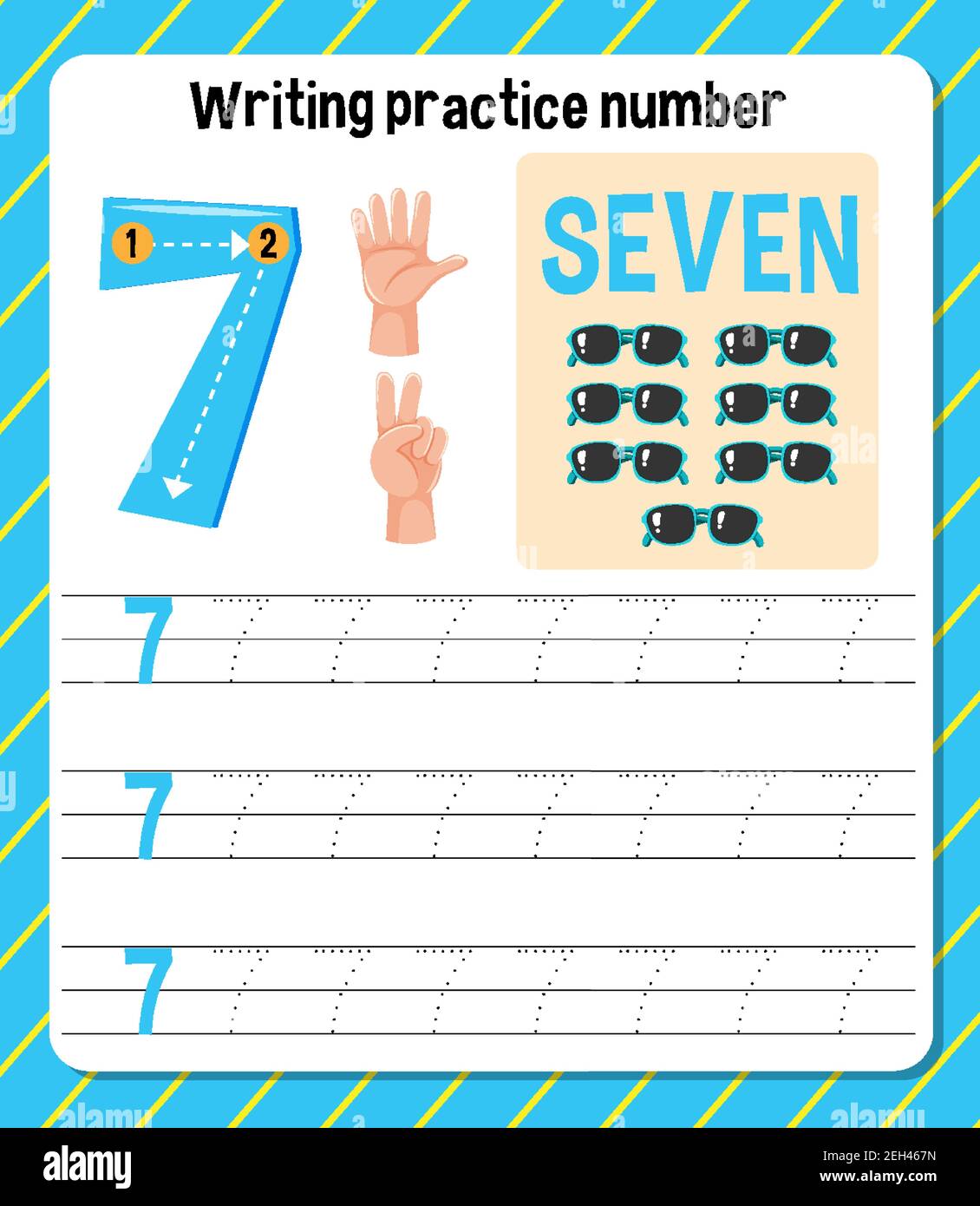 Number 7 worksheet hi-res stock photography and images - Alamy