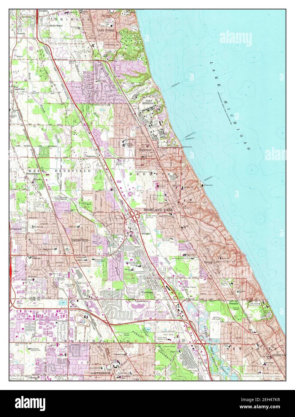 Highland Park, Illinois, map 1963, 124000, United States of America by