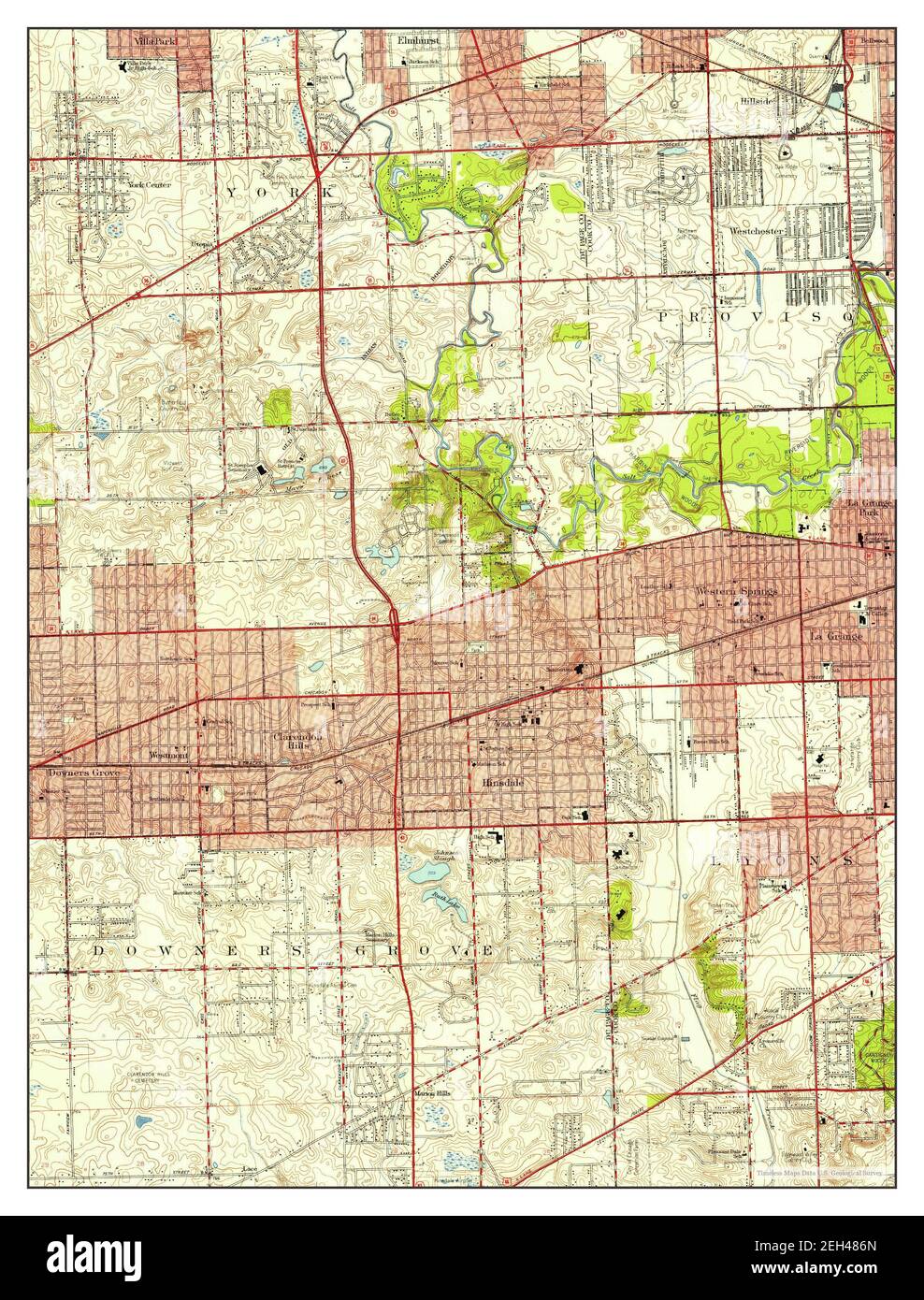 Hinsdale, Illinois, map 1953, 1:24000, United States of America by Timeless Maps, data U.S. Geological Survey Stock Photo