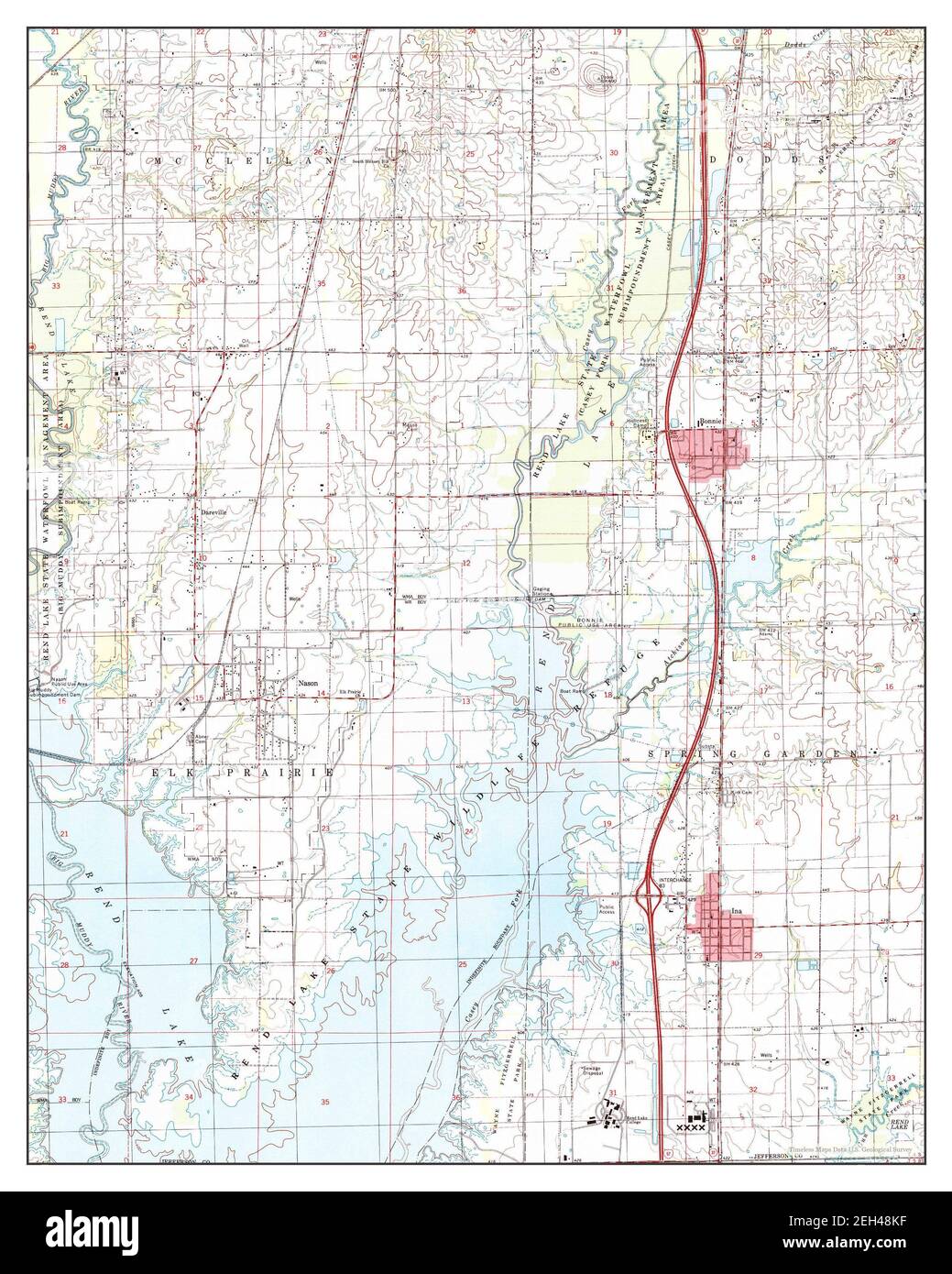 Ina, Illinois, map 1998, 1:24000, United States of America by Timeless Maps, data U.S. Geological Survey Stock Photo