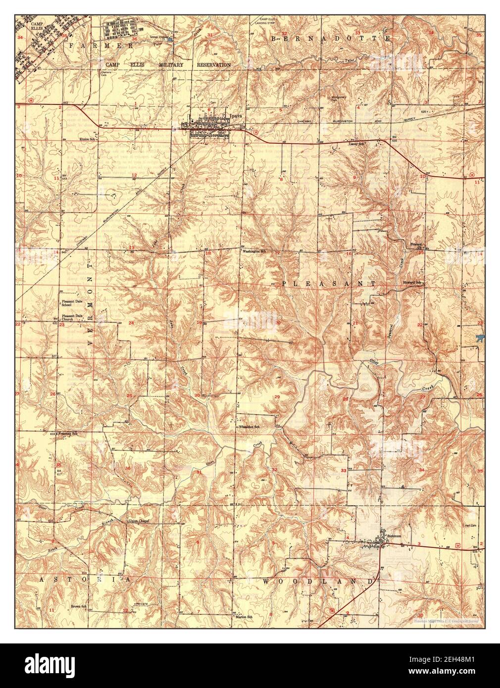 Ipava, Illinois, map 1948, 124000, United States of America by