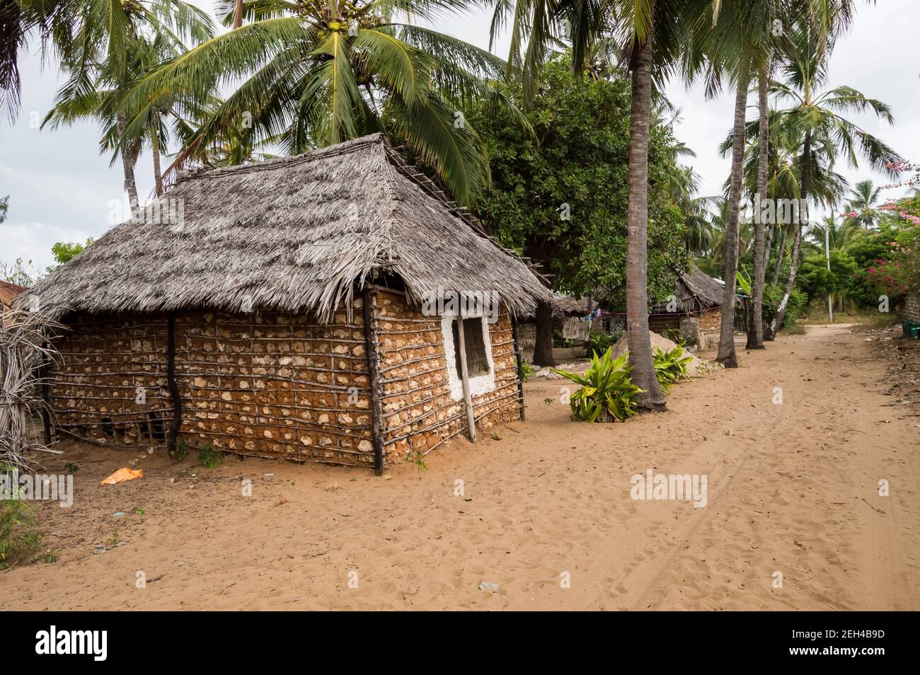 Zaramo style houses in the Watamu forest in southern Kenya in Africa Stock Photo