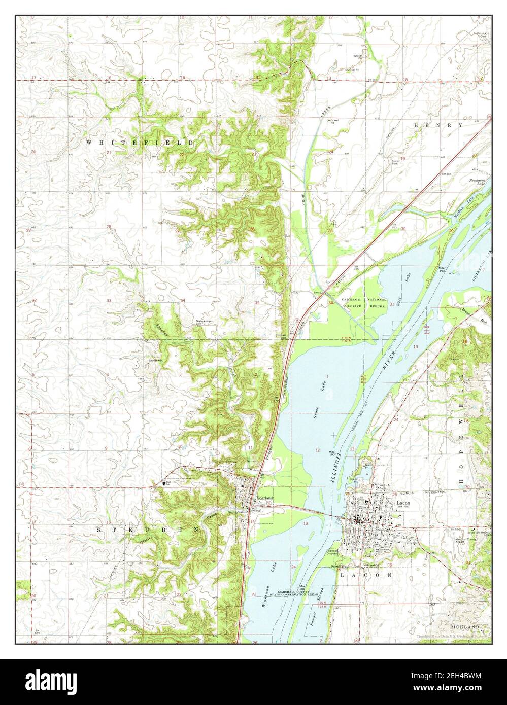 Lacon, Illinois, map 1972, 124000, United States of America by