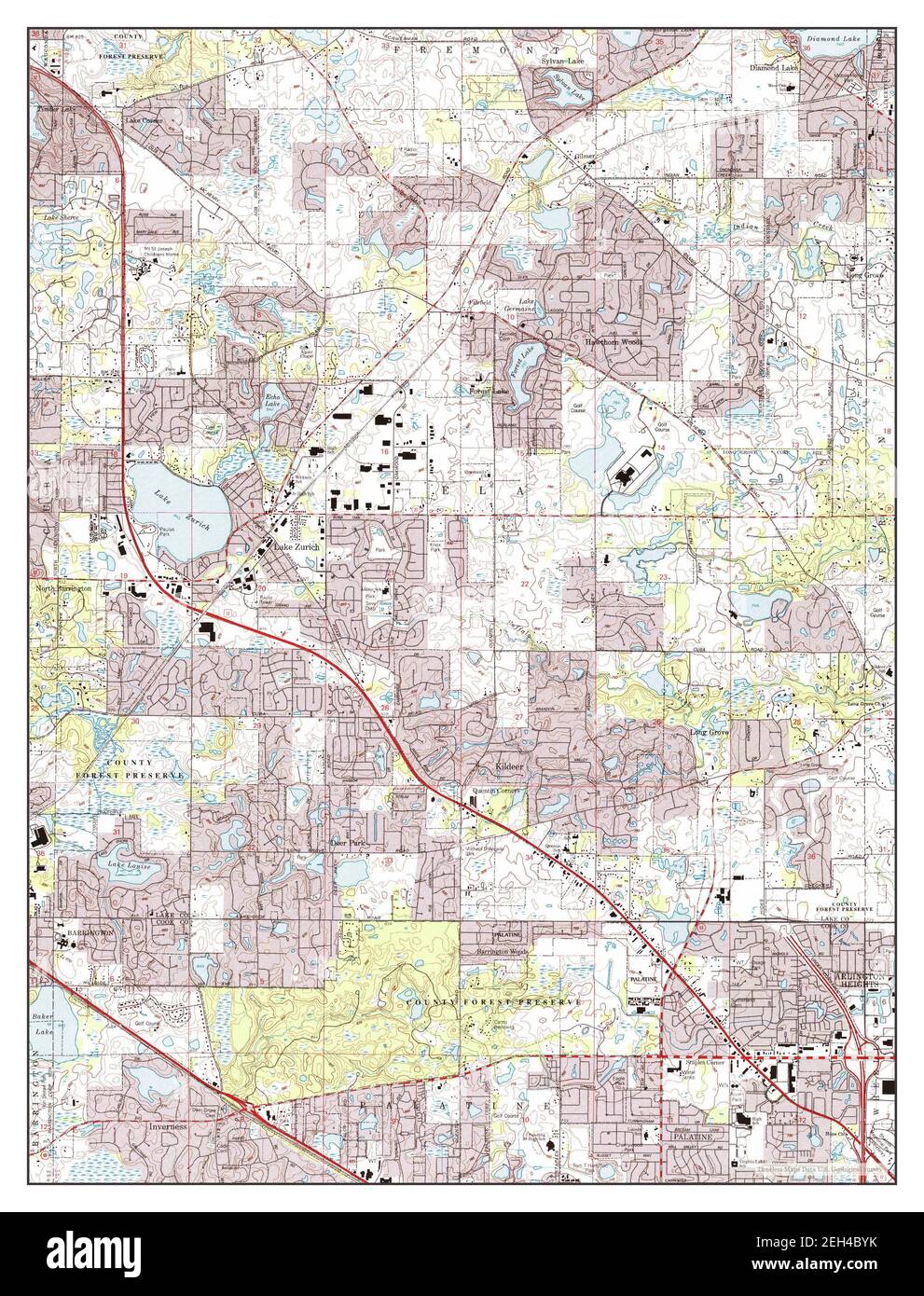 Lake Zurich, Illinois, map 1993, 124000, United States of America by