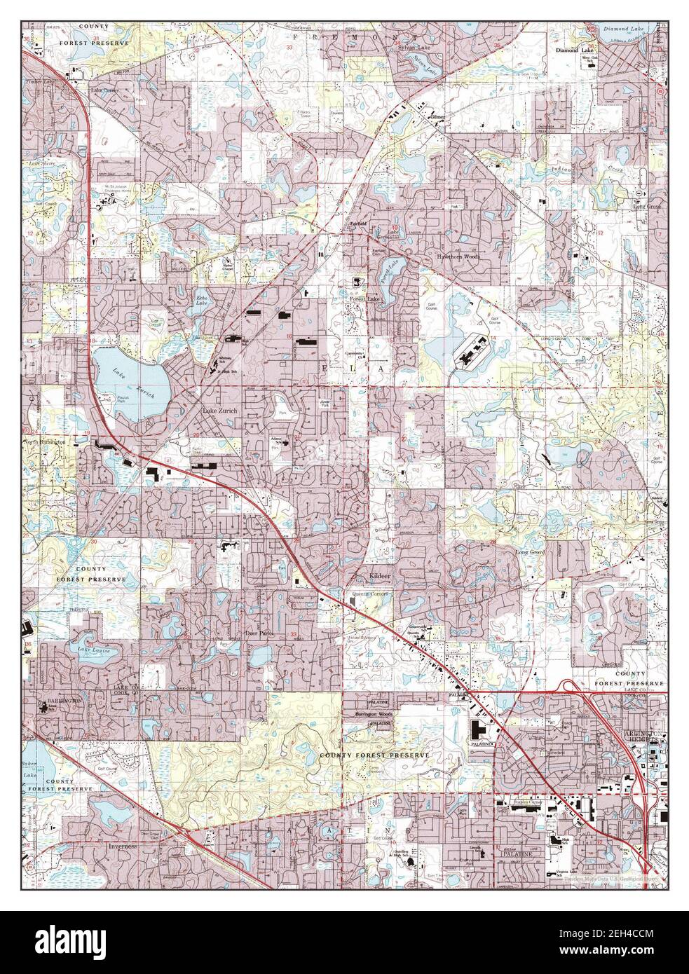 Lake Zurich, Illinois, map 1998, 124000, United States of America by
