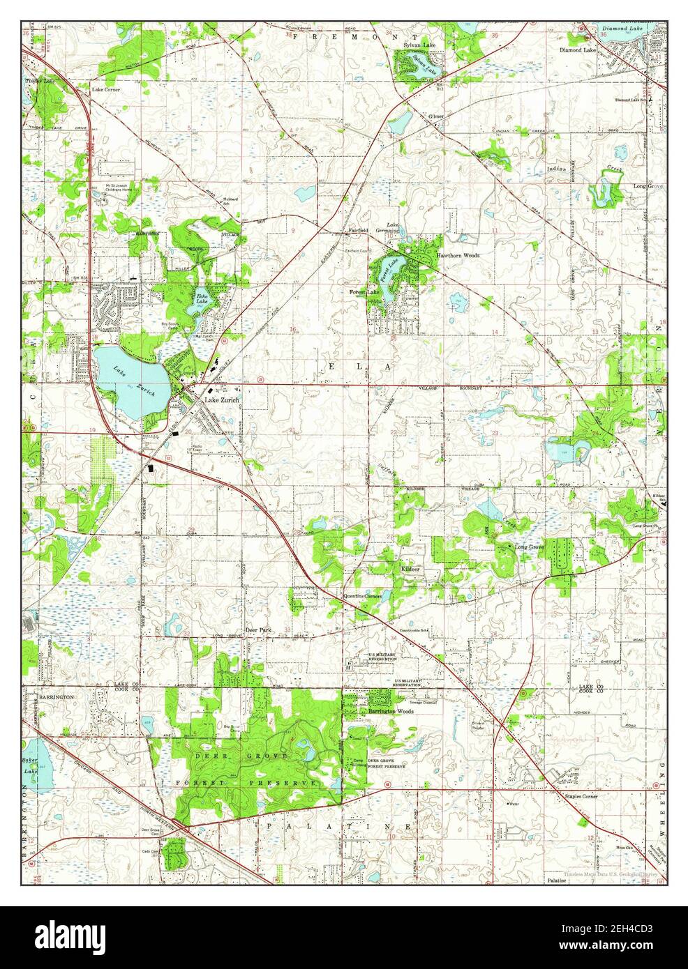 Lake Zurich, Illinois, map 1960, 124000, United States of America by
