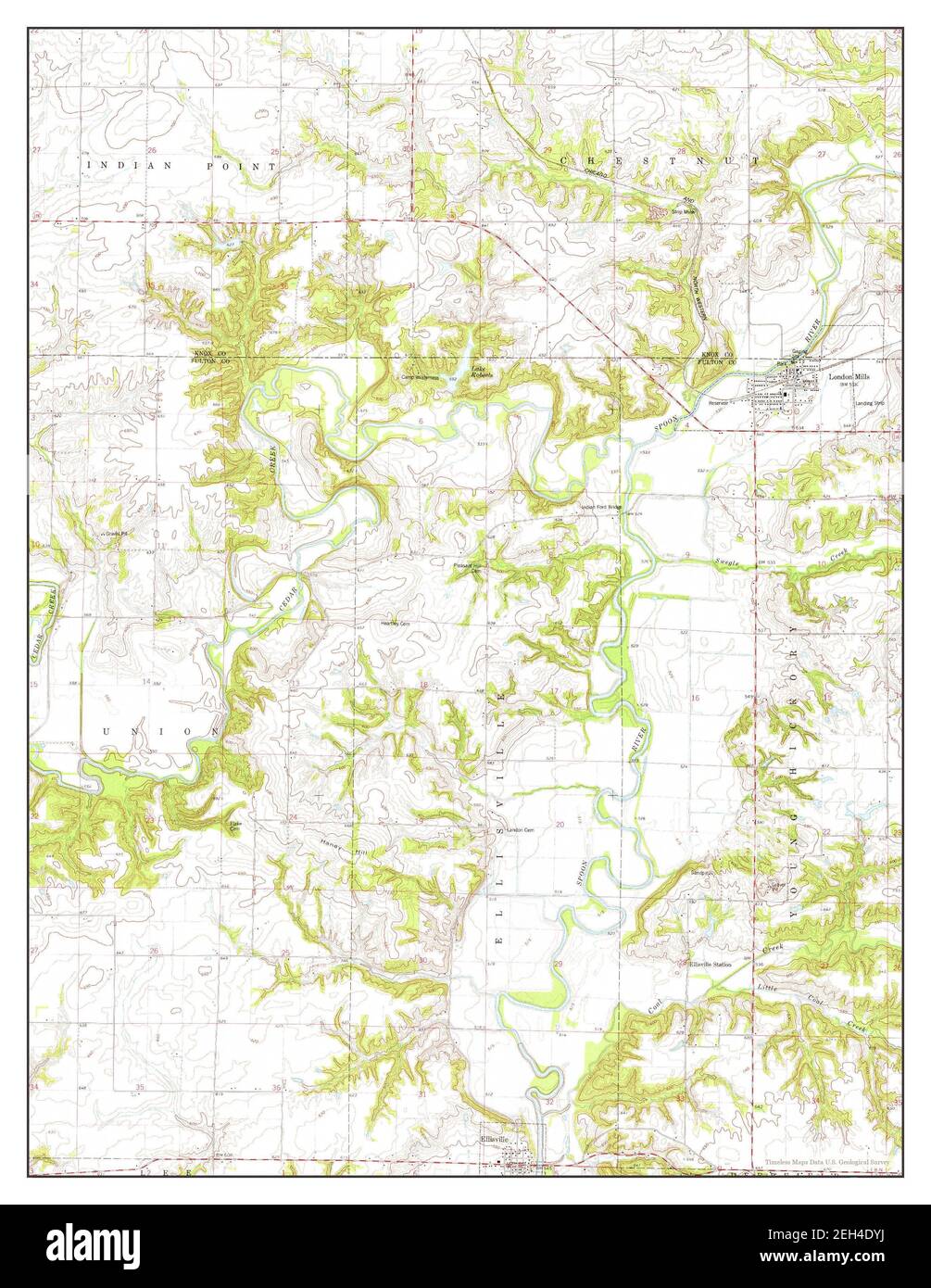London Mills, Illinois, map 1974, 124000, United States of America by