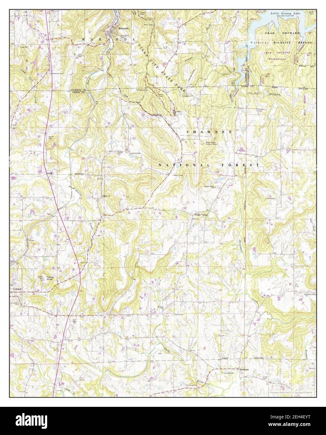 Makanda, Illinois, map 1966, 124000, United States of America by