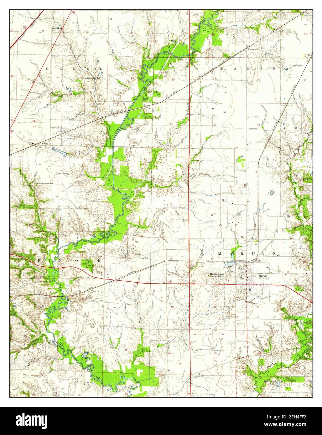 Marine, Illinois, map 1954, 124000, United States of America by