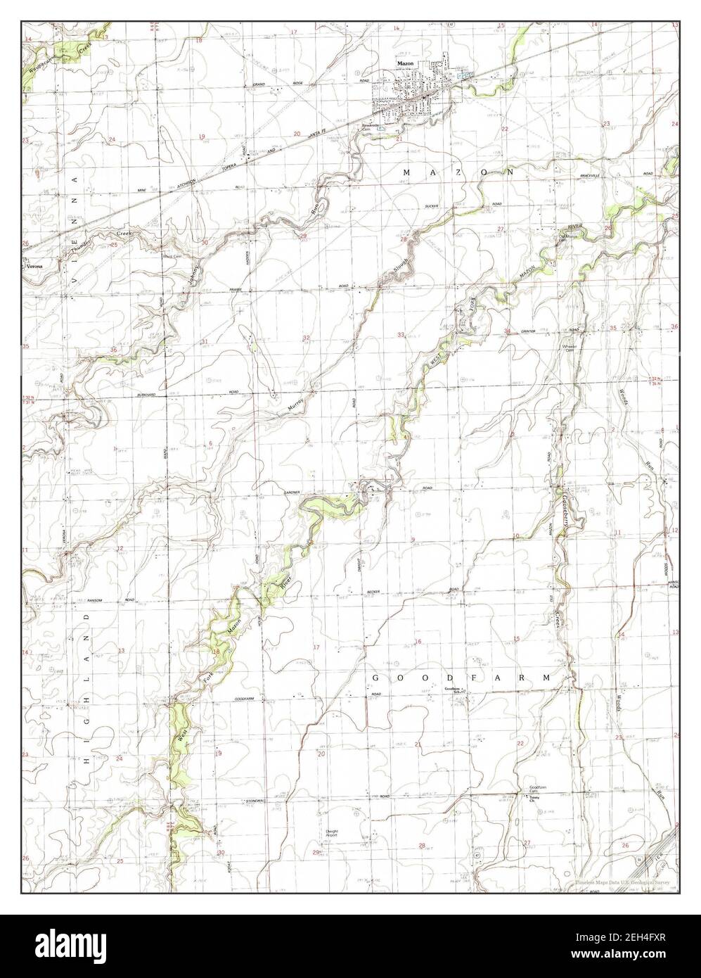 Mazon, Illinois, map 1983, 1:24000, United States of America by Timeless Maps, data U.S. Geological Survey Stock Photo