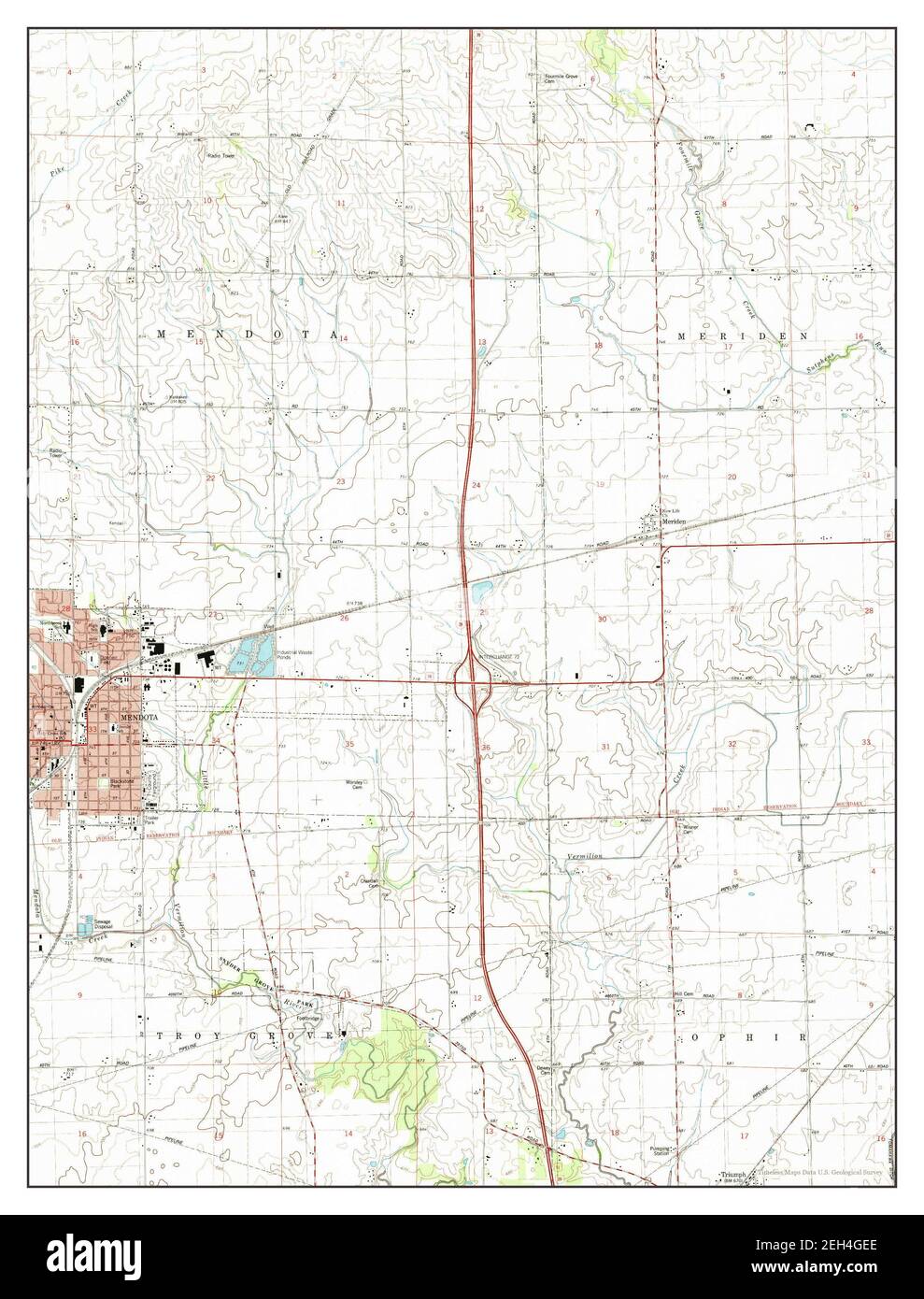 Mendota East, Illinois, map 1993, 1:24000, United States of America by Timeless Maps, data U.S. Geological Survey Stock Photo