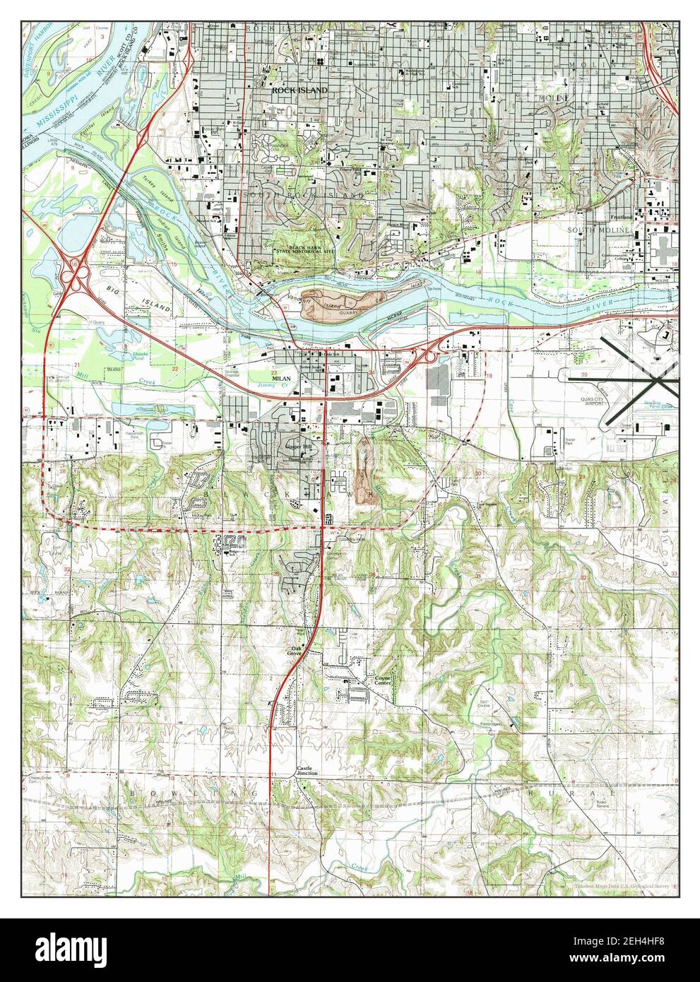 Milan, Illinois, map 1992, 124000, United States of America by