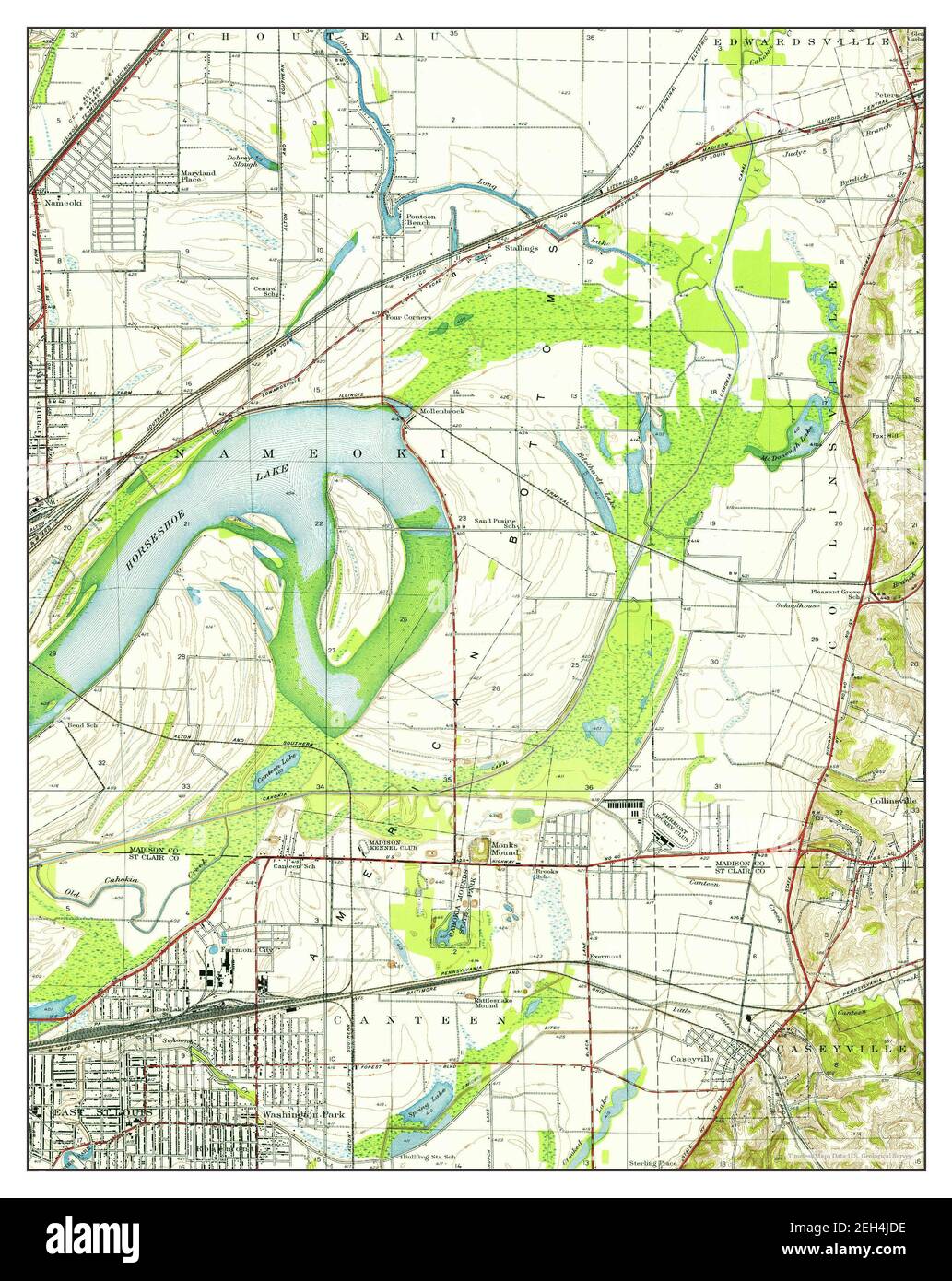 Monks Mound, Illinois, map 1935, 124000, United States of America by Timeless Maps, data U.S