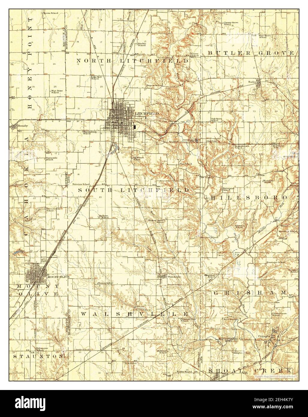 Mount Olive, Illinois, map 1915, 162500, United States of America by Timeless Maps, data U.S