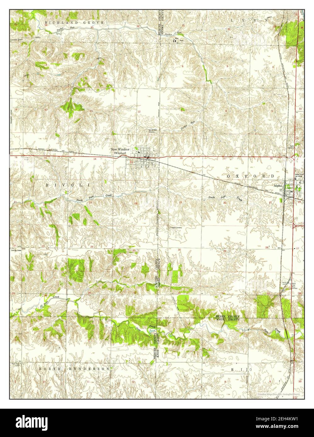 New Windsor, Illinois, map 1953, 124000, United States of America by Timeless Maps, data U.S