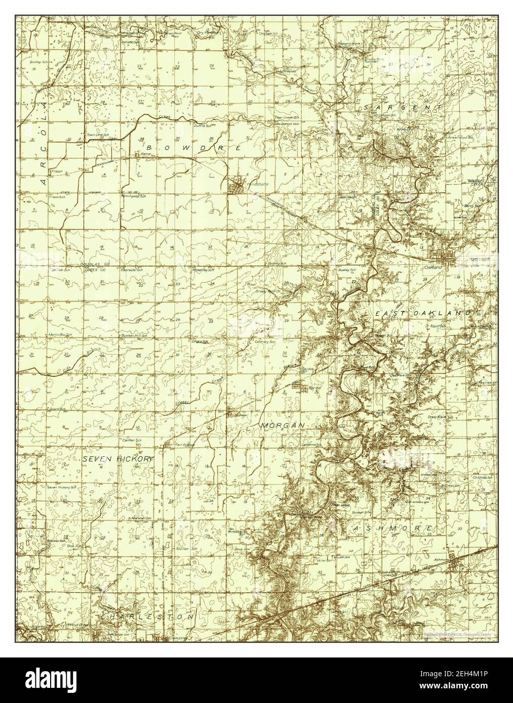 Oakland, Illinois, map 1936, 148000, United States of America by