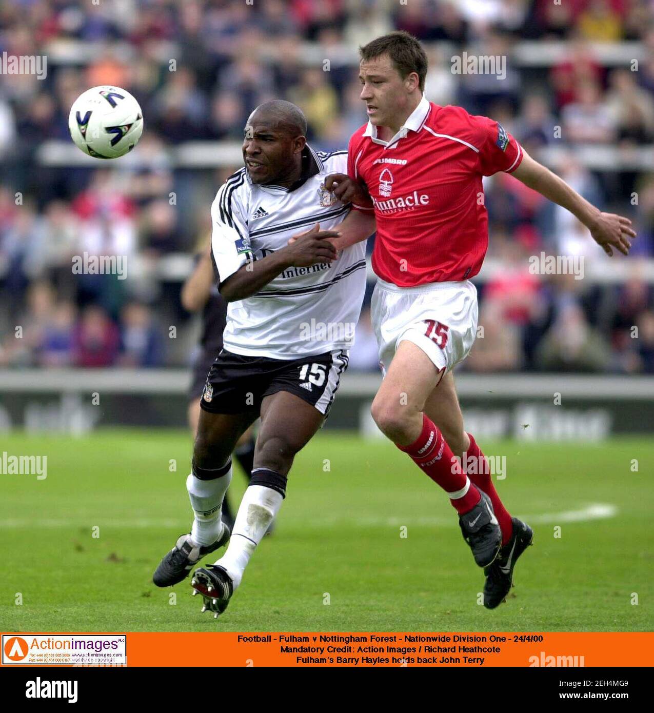 Football - Fulham V Nottingham Forest - Nationwide Division One - 24/4/00 Mandatory Credit: Action Images / Richard Heathcote Fulham'S Barry Hayles Holds Back John Terry Stock Photo - Alamy