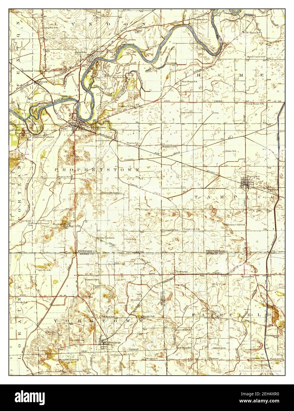 Prophetstown, Illinois, map 1936, 162500, United States of America by