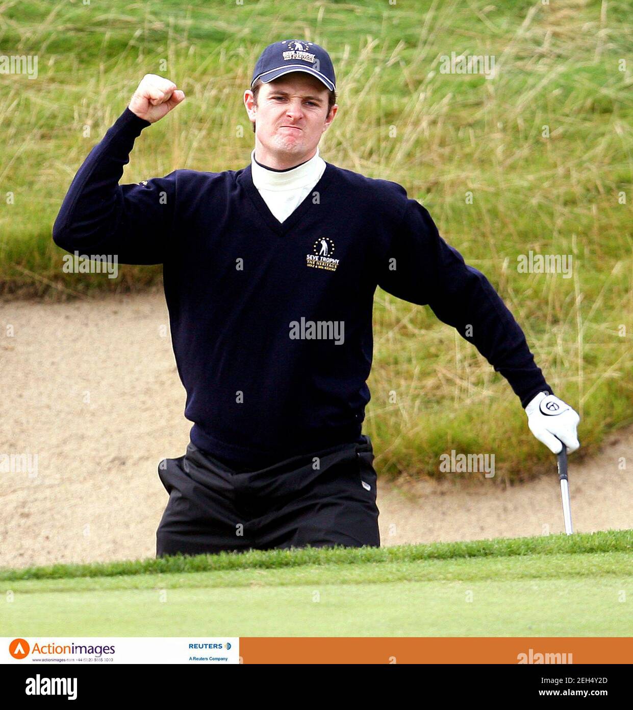 Golf - Seve Trophy - The Heritage Golf & Country Club, Killenard, Co.  Laois, Ireland - 28/9/07 Great Britain and Ireland's Justin Rose celebrates  after he holes his bunker shot on the