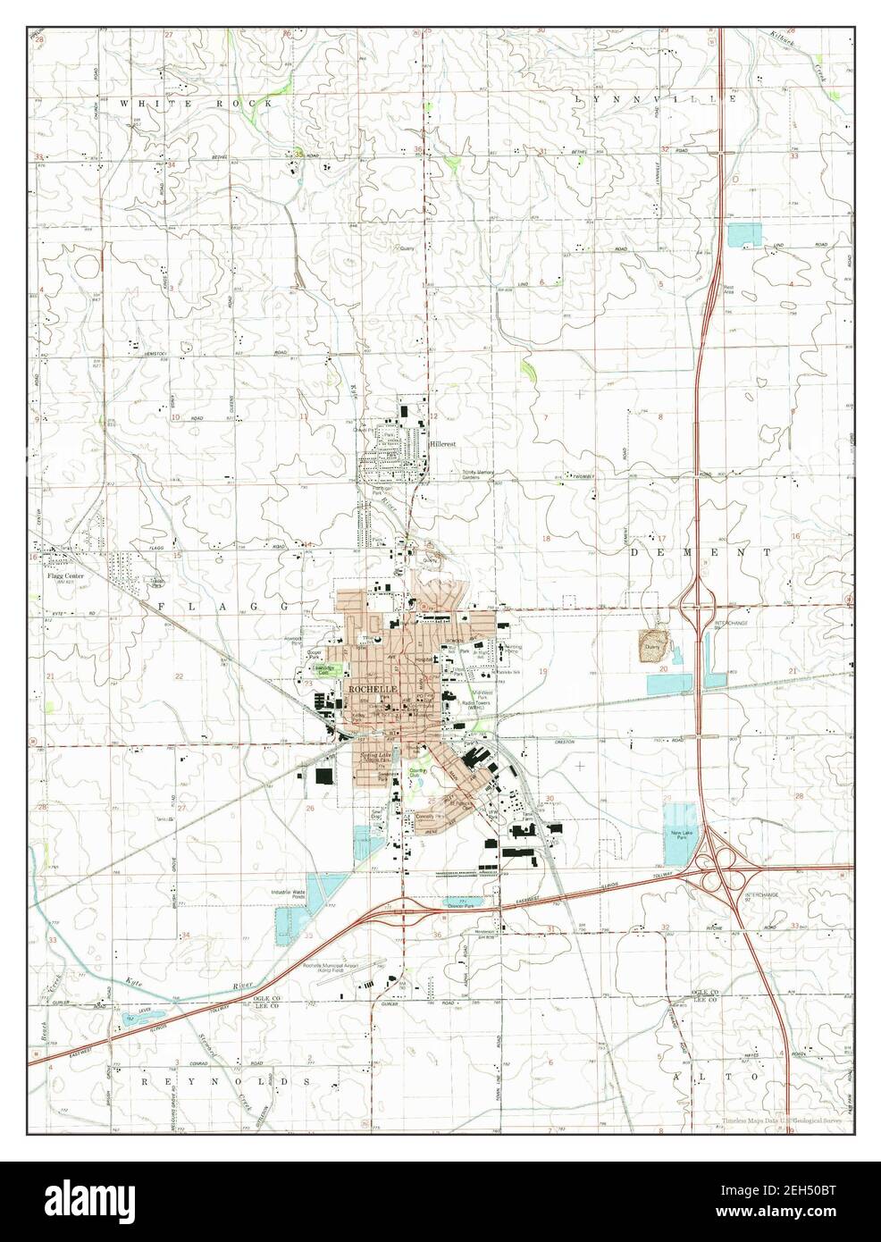 Rochelle, Illinois, map 1993, 124000, United States of America by