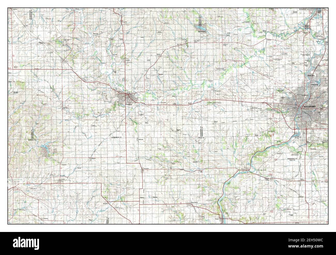 Rockford, Illinois, map 1981, 1100000, United States of America by
