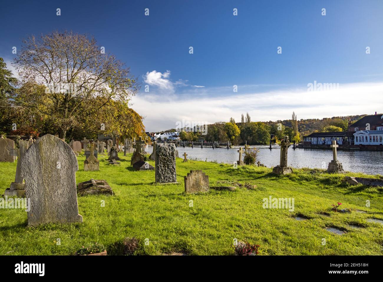 Graveyard in Marlow along the River Thames, England Stock Photo
