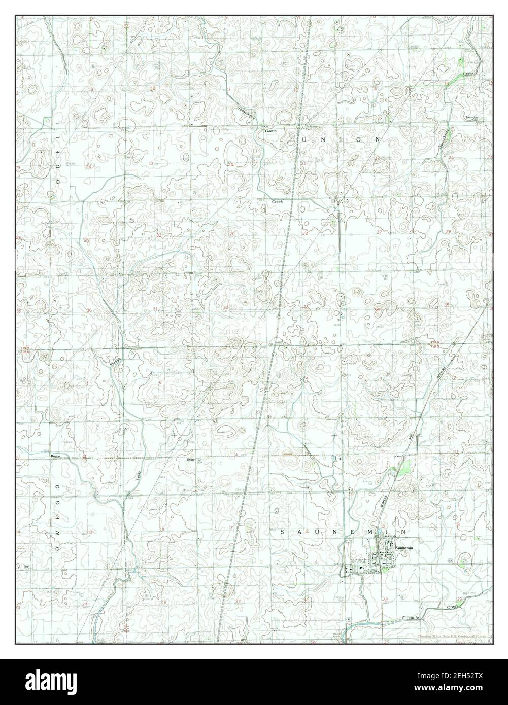 Saunemin, Illinois, map 1983, 124000, United States of America by