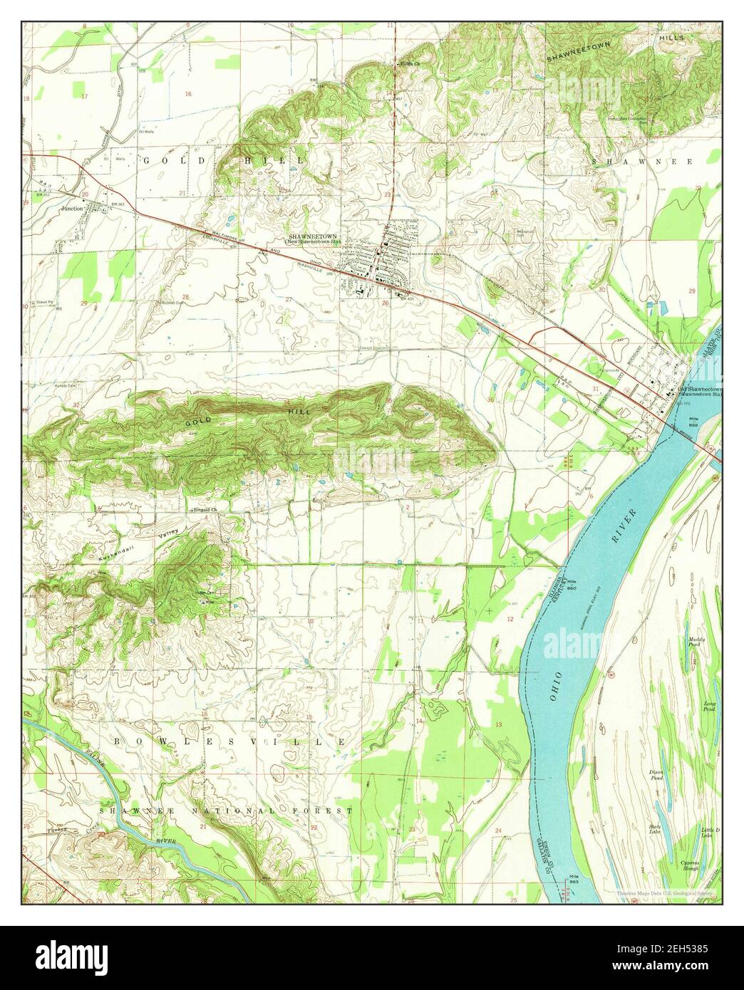 Shawneetown map hi-res stock photography and images - Alamy