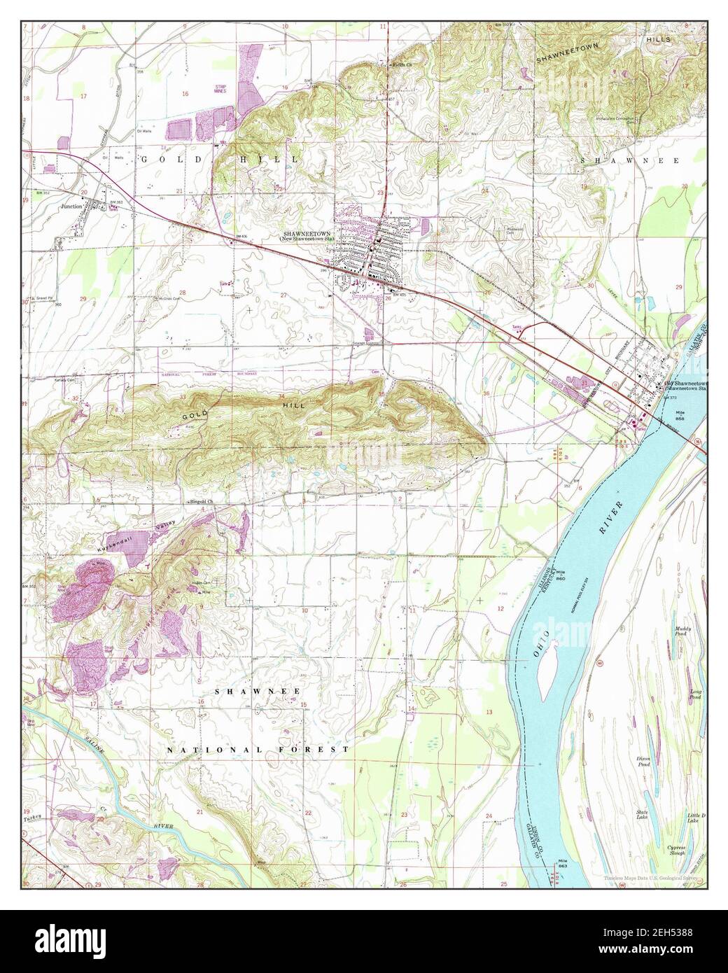 Shawneetown, Illinois, map 1959, 124000, United States of America by