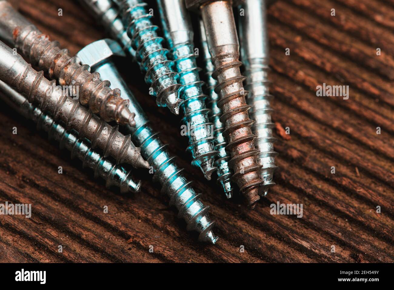 Different Kind of Screws on a table in a Stock Photo Alamy