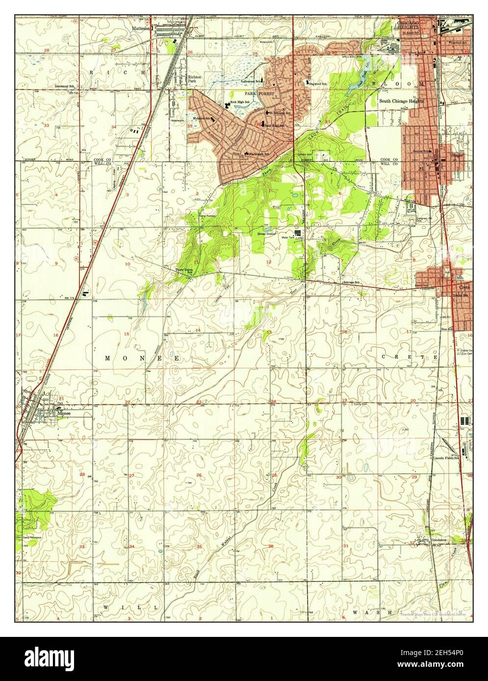Steger, Illinois, map 1953, 124000, United States of America by Timeless Maps, data U.S